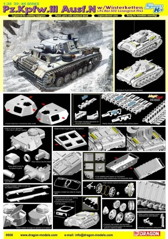 Pz.Kpfw.III Ausf.N Tank Model with Winter Tracks - Leningrad 1943