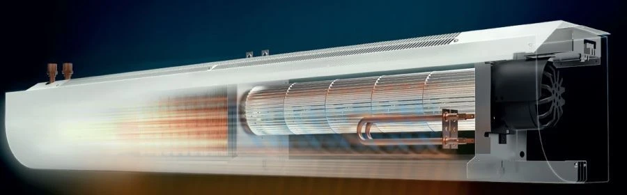 Тепловые завесы электрические стационарные с водяным теплообменником, торговой марки «KALASHNIKOV», модели KAC-AD35xxW Curved, г