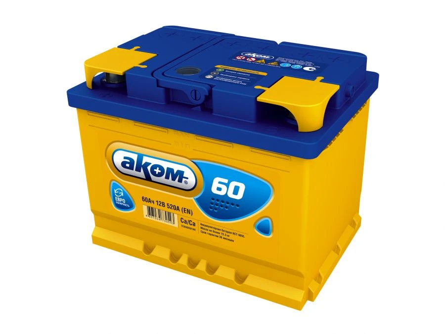 12V Lead-Acid Starter Battery 6ST-60VL AKOM Euro