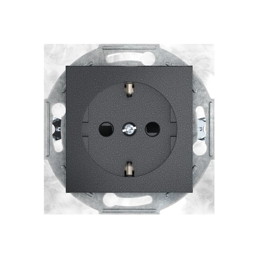 CADUCEUS ALING PRESTIGE Hidden Socket with Grounding and Shutters, 16A, 250V~, Graphite, Art. 6001.2