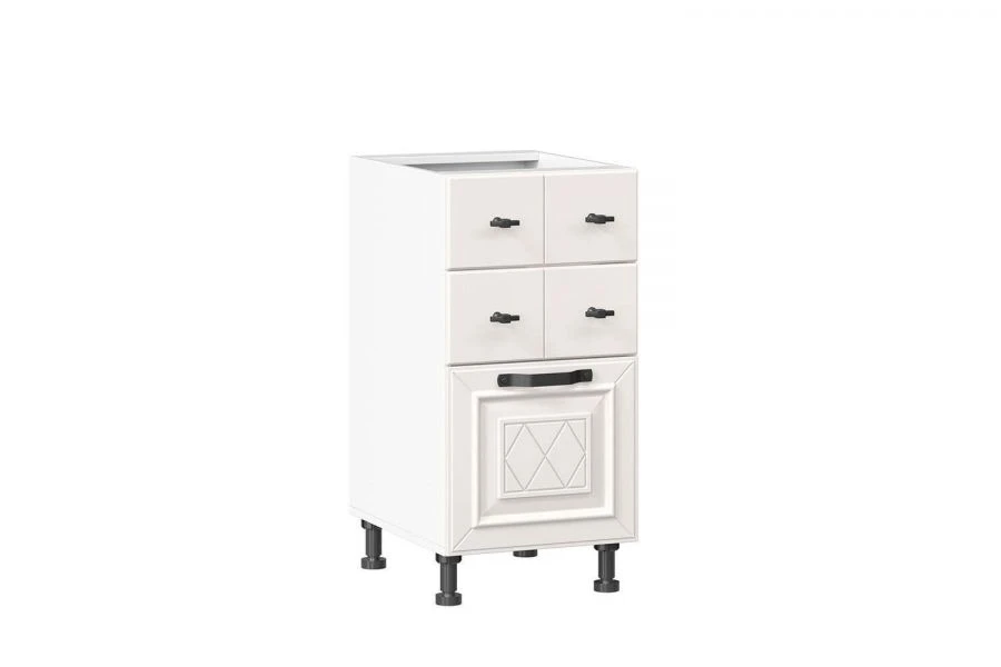 Marina LD.273110.000 Complete Facade Kit for Kitchen Cabinet 400 with 3 Drawers (Alabaster)