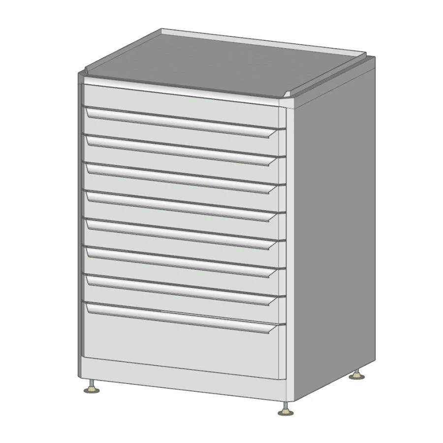 Tool Cabinet with 8 Drawers on Adjustable Legs (625x540x900 mm)