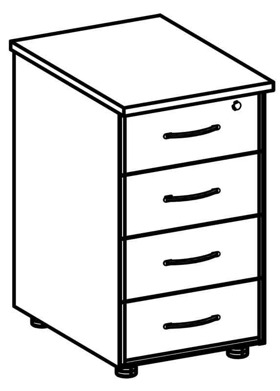 4-Drawer Side Cabinet with Lock, Model 6029 "Rhythm