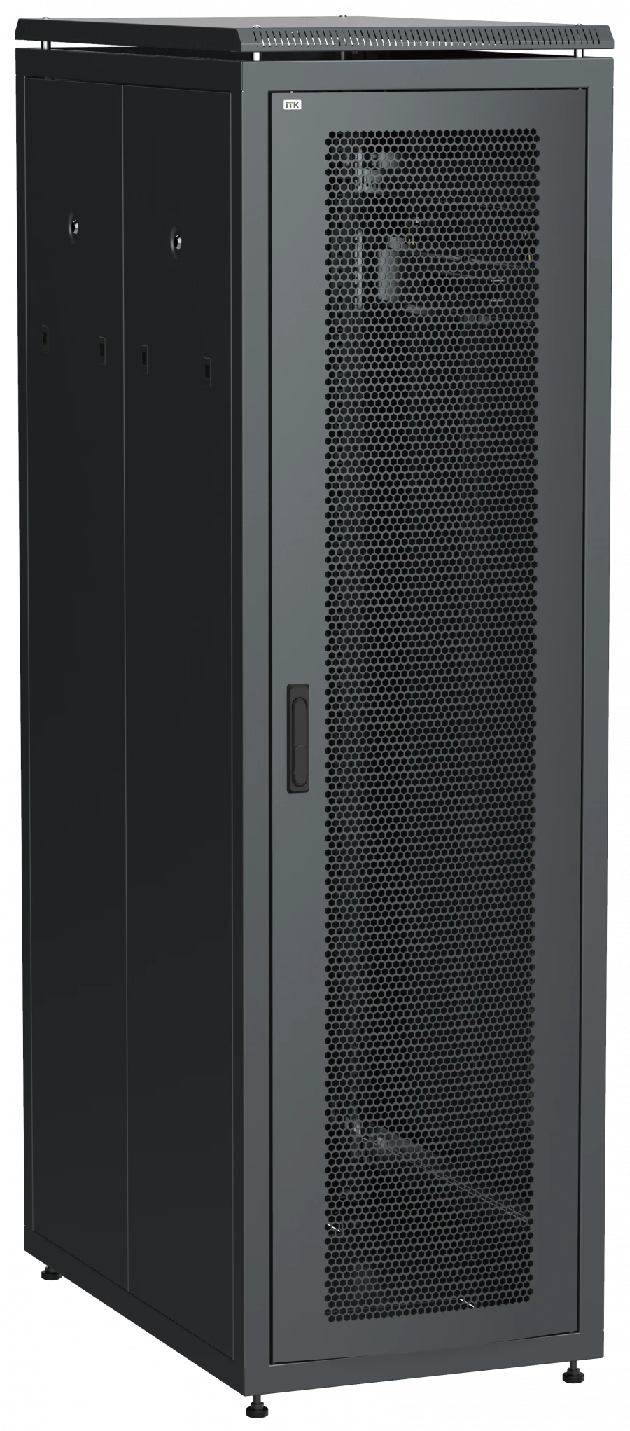 19" Network Cabinet LINEA N 33U 600x1000 mm with Perforated Doors, Black