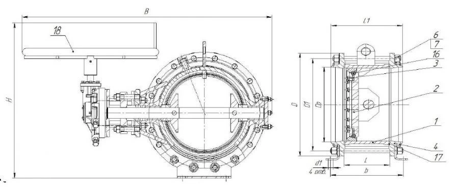 Rotating Disc Valve Interflange SAZ 99022 DN 150-1200 PN 1.0-1.6 MPa