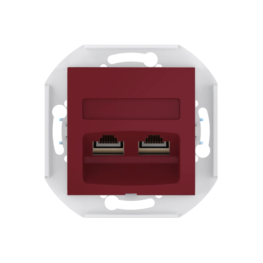 Double Computer Wall Socket with Keystone RJ45 Modules Cat.6 FTP - Burgundy, Art. 6015S.3