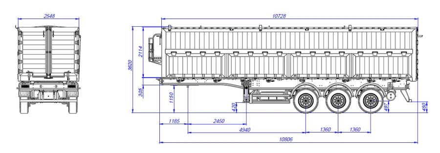 DB3U Lift Semi-Trailer for Bulk Cargo Transport