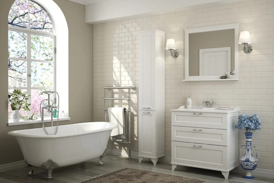Spacious Aquaton Leon 80H Sink Cabinet in White Oak 1A187801LBPS01.A187.8.01L.BPS.0