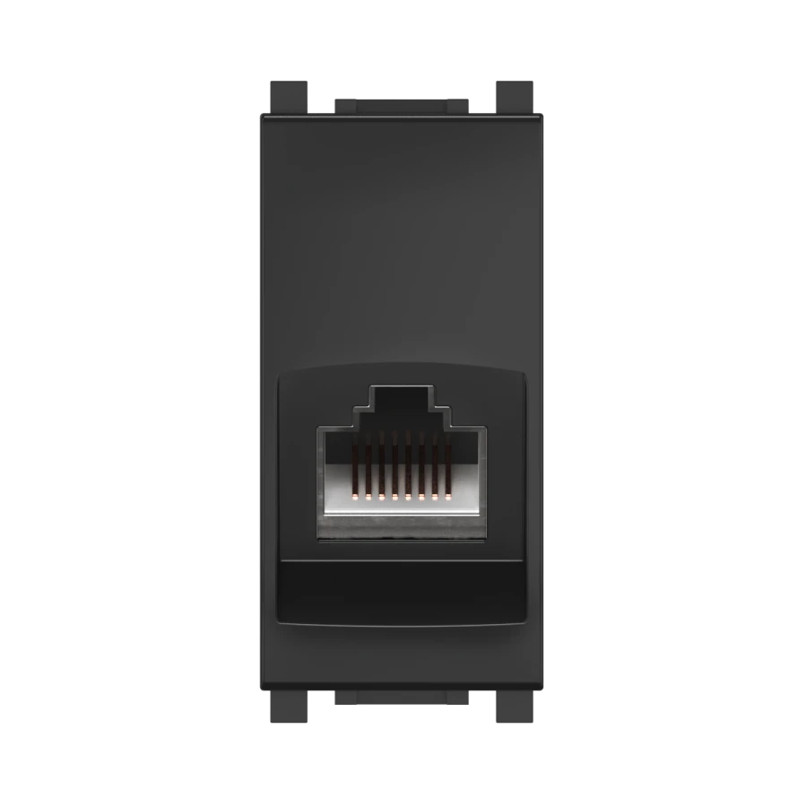 CADUCEUS ALING Experience Hidden Installation Computer Keystone RJ45 8P8C Cat.5e FTP Socket, 1M, Black (Soft Touch) - Art. 74222.E1
