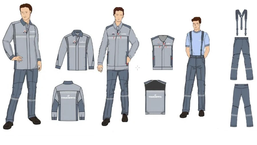 Men's Protective Workwear Set for Transneft Employees (Jacket, Vest, Pants)