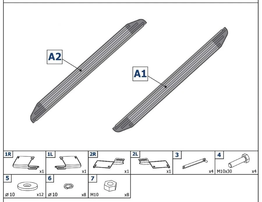 Premium Black Side Steps for LADA 4x4