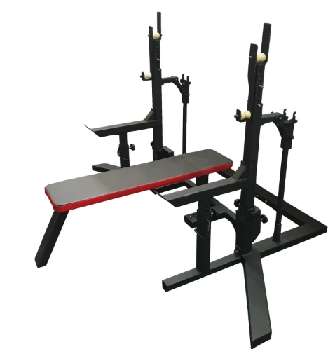 Professional Powerlifting Jack Stand with Bench and Safety Supports