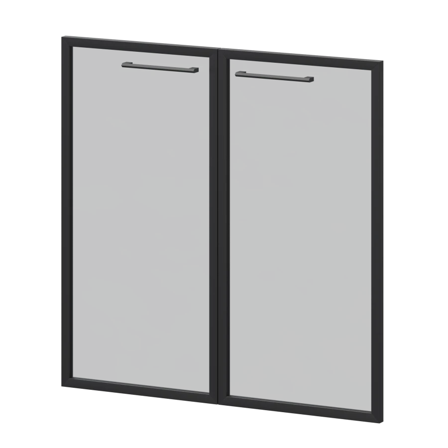 Glass Doors in Aluminum Frame KZF-48RS (Set of 2)
