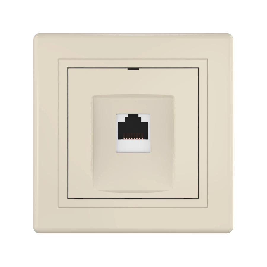 Double Computer Socket with Keystone RJ45 Modules, Beige, Art. 61