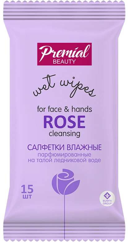 Aromatic Cleansing Wet Wipes with Rose Essence for Refreshing Skin PREMIAL la fleur