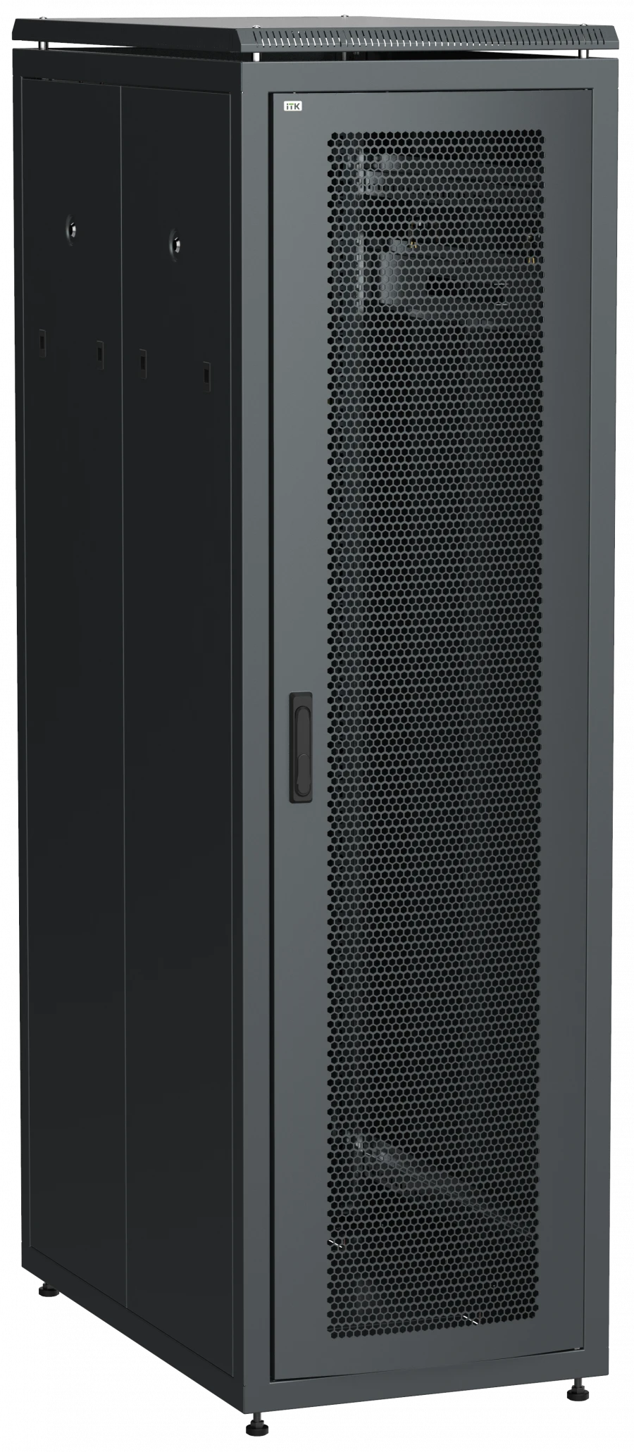 LINEA N 19" Network Cabinet 38U 600x1000mm with Perforated Front Door, Black