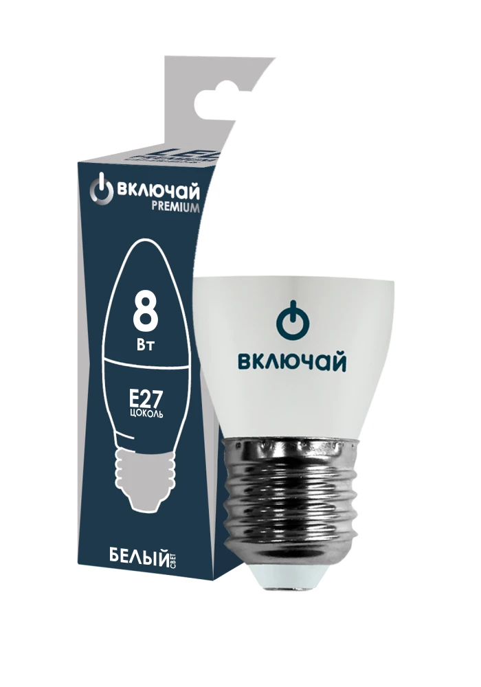 LED Candle Light Bulb 8W E27 4000K 220V (LED PREMIUM C37-8W-E27-W)