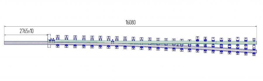 Curved Frame Rail with Straight Point for Switching Projects 2726.02.000