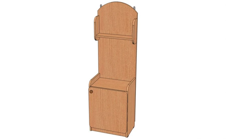 Duty Corner Shelf with Cabinet and Hooks, Model UD