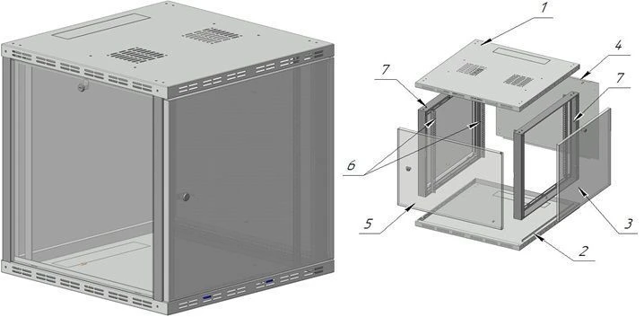 Wall-Mounted Telecommunications Cabinet 12U - SHC-S-12U-600x600x600-MG