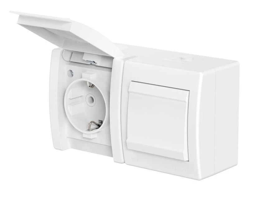 Outdoor Socket with Switch, Grounded, 16A, 250V - Model 2413.00
