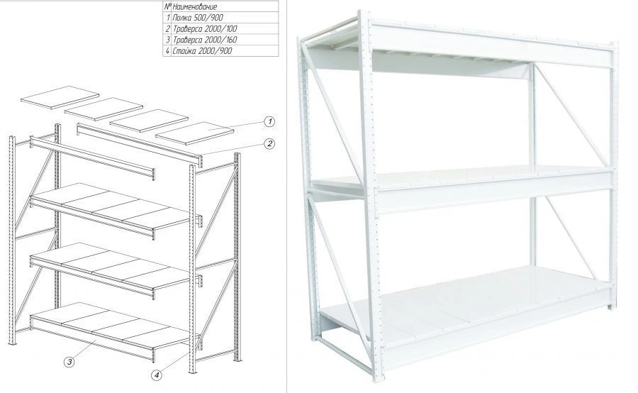 Metal Storage Rack Series "TS" 2000/600/2000 (2 Shelves)