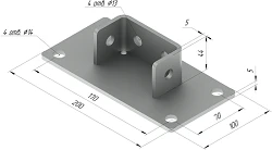 Stainless Steel Support SM-F2, 200x100x44 mm, AISI 316L
