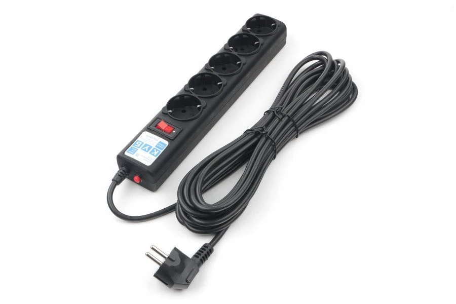 Power Cube 10m Extension Socket with 5 Outlets (Black Graphite)