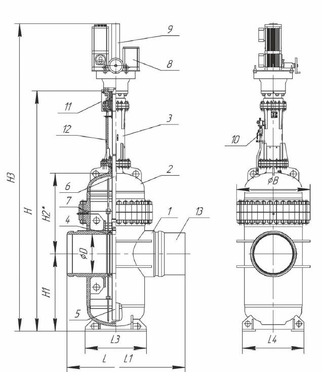 Slide Valves for Oil Industry DN 1200 PN 1.6-12.5 MPa