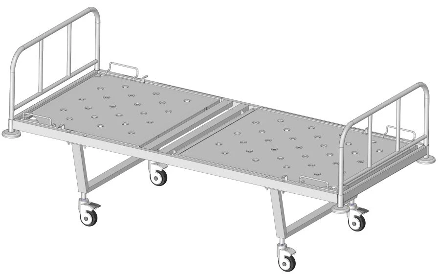 Functional Hospital Bed on Wheels with Metal Backs, Model MSK-102M