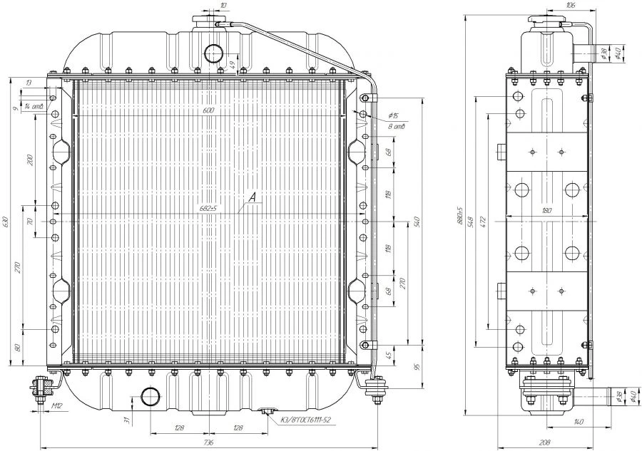 Water Radiator for Internal Combustion Engine D245S-956.1301.100