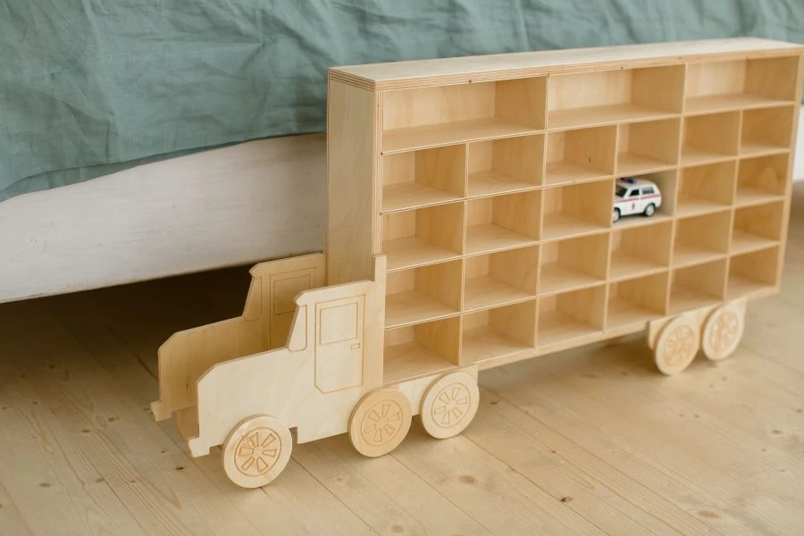 Wooden Toy Car Parking Garage for Kids