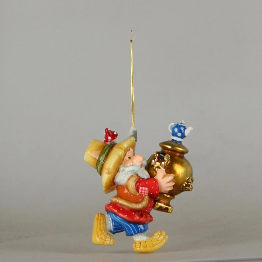 Handcrafted Glass Christmas Ornament "Grandfather with Samovar