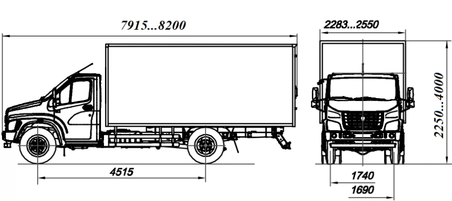 Gas-Powered Cargo Vehicle 2250LA based on GAZ Chassis C41R16