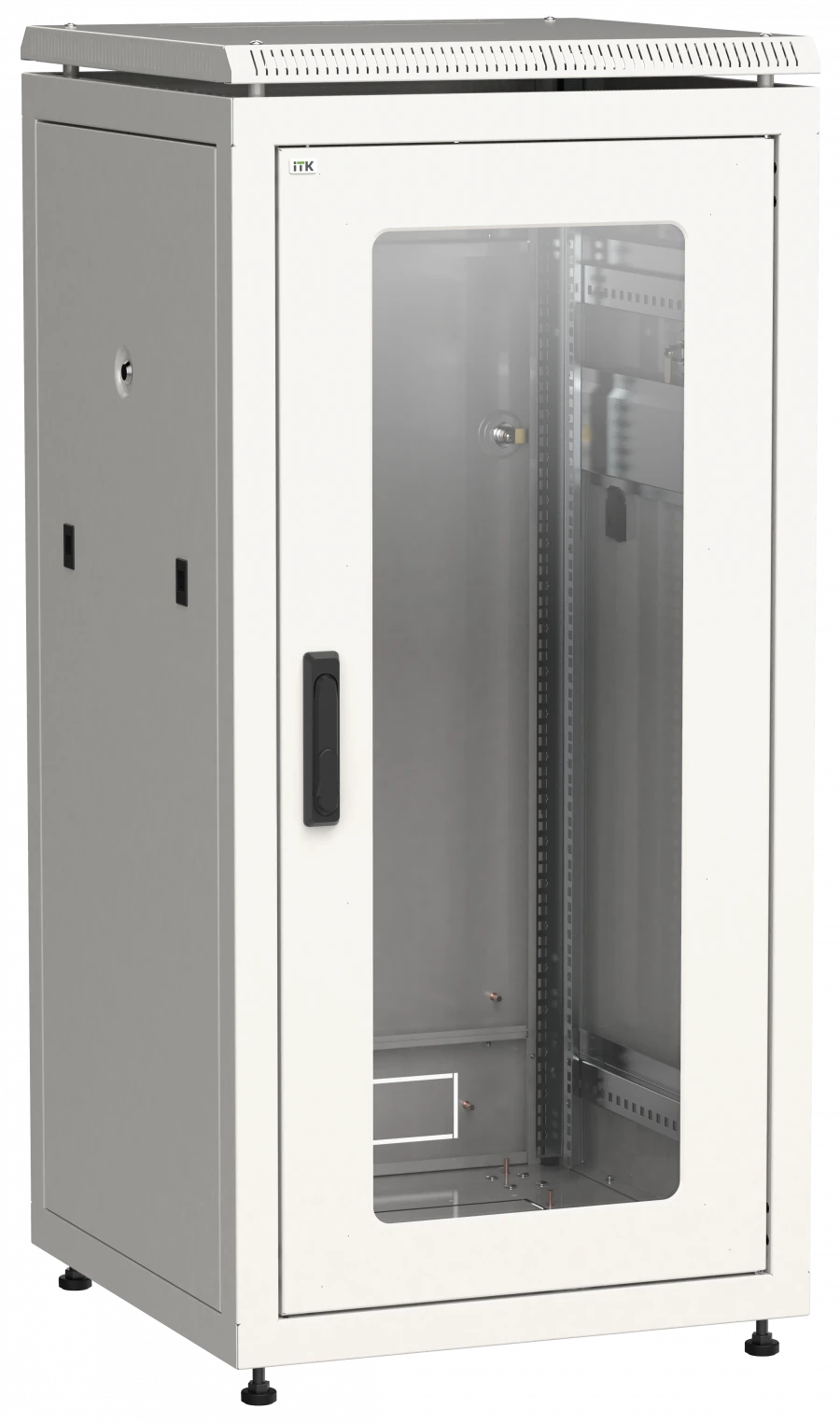 19" Network Cabinet LINEA N 18U 600x600 mm with Glass Door, Gray