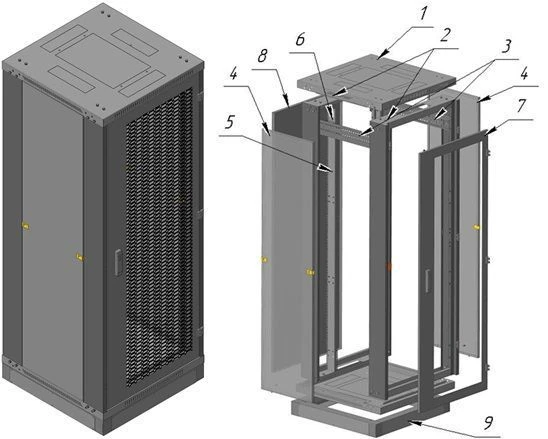 Enhanced 42U Floor Telecom Cabinet - Model ШТ-П-42U-800х2255х800-ПГ-У-Ц