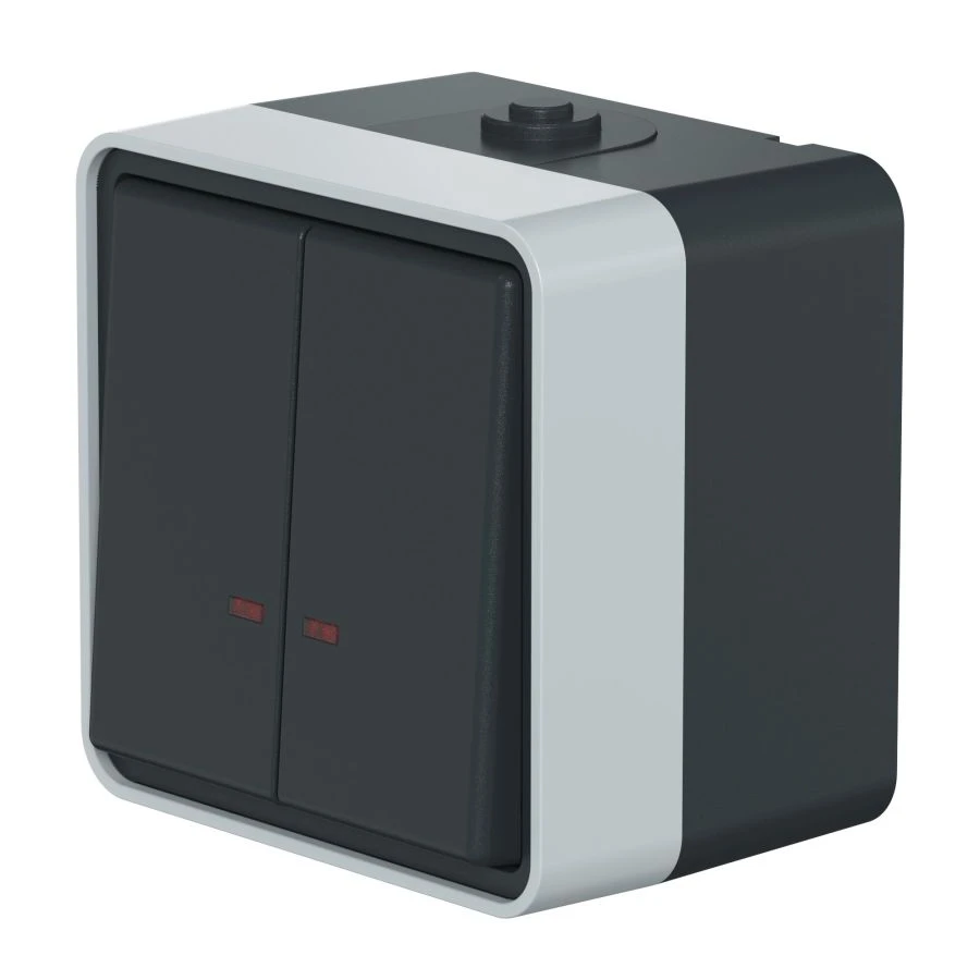 CADUCEUS ALING Protecta Two-Way Switch with Indicator 10AX, 250V, IP55, Anthracite Grey, Art. 225