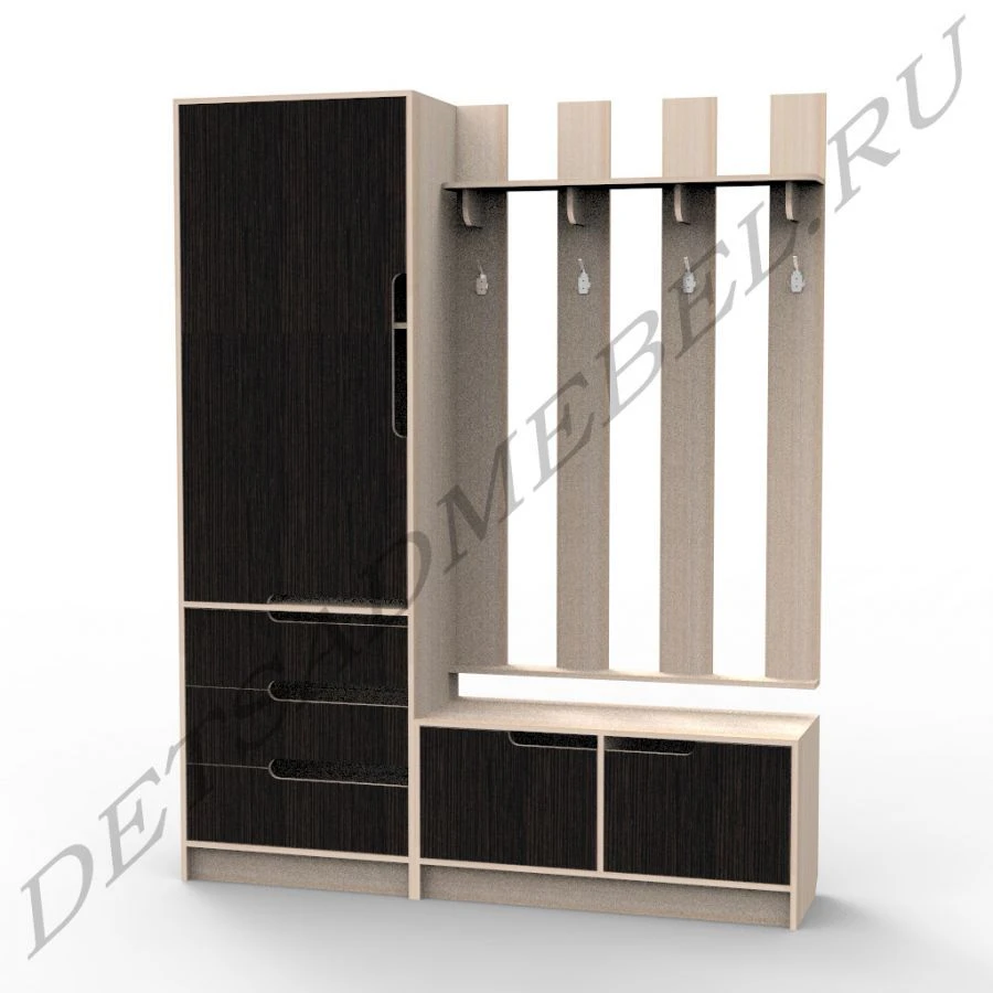 Combined Wardrobe for Hallway with Drawers and Shelves