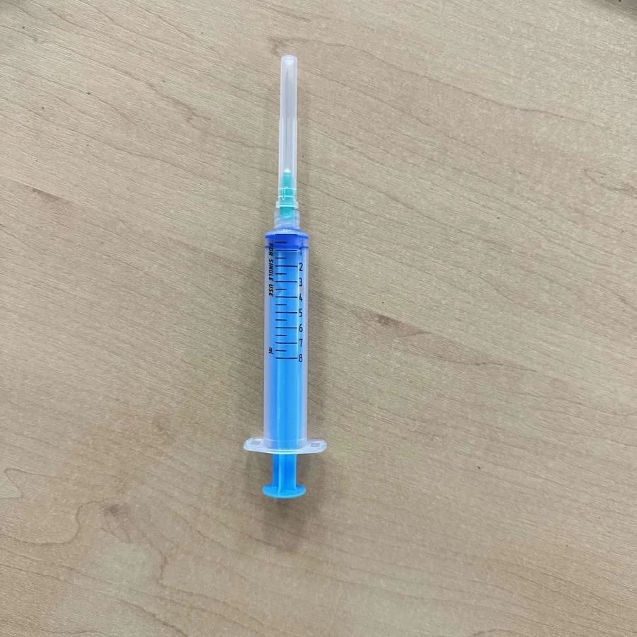 Sterile Single-Use Three-Part Injection Syringe with Needle, Luer Lock Type, Model 8A