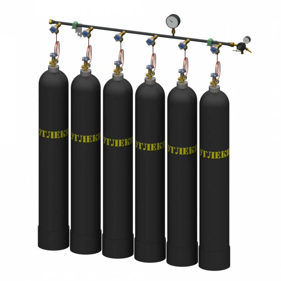 High-Pressure Carbon Dioxide Discharge Ramp for Six Cylinders RRU-6