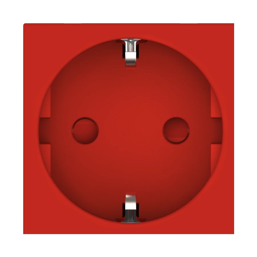 CADUCEUS ALING HIDE Modular Socket with Grounding and Shutters, 16A, 250V, Horizontal, Red, Art. 2321.4