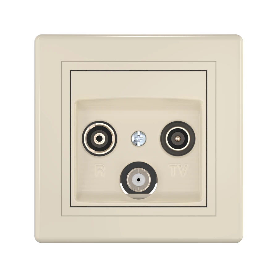 Hidden Installation Antenna Socket for TV/FM/SAT, Beige, Art. 612S.999