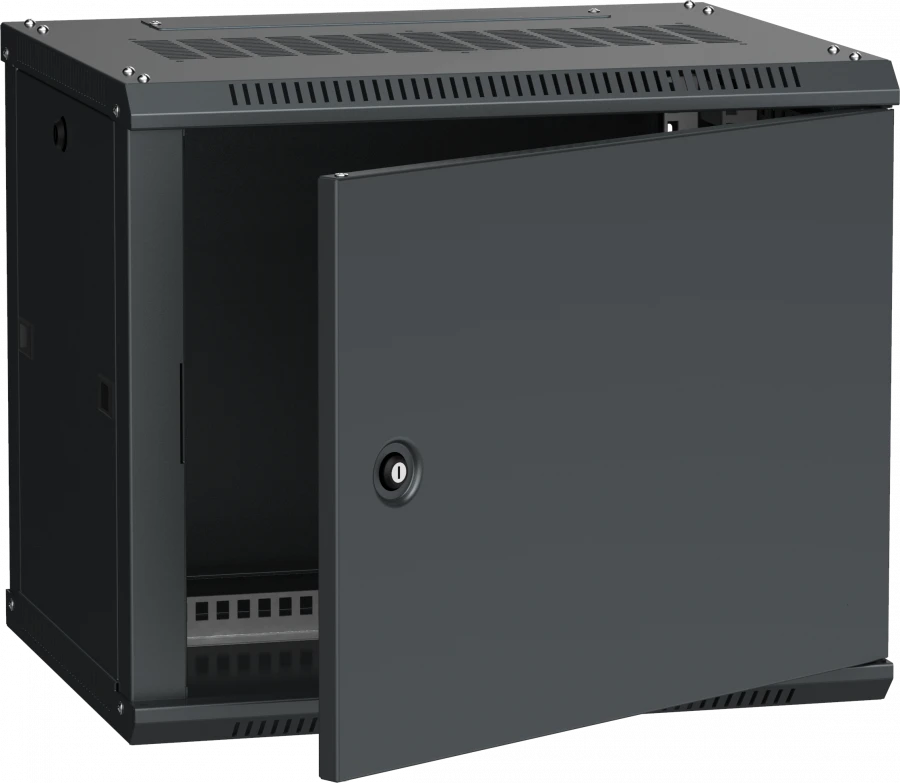 LINEA W Wall-Mounted 19" Cabinet 9U, Metal Door, 600x450mm, RAL9005