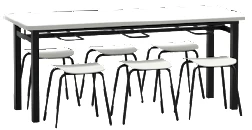 School Dining Table Set with 6 Stools, Model No. 5 MGS3.042