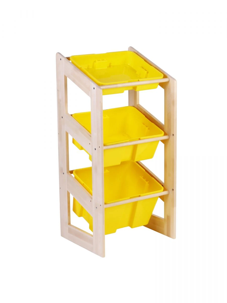 Tilted Storage Shelf with Containers 1080x3 - Yellow - Games Storage System