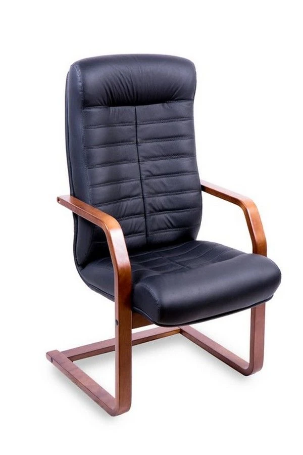 Non-Rotating Conference Chair with Wooden Base - Konsul Extra