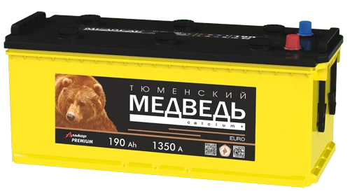 Lead-Acid Starter Battery for Internal Combustion Engines 12V 6ST-190LA "Tyumen Bear