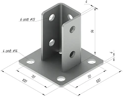 SM-F3 Support Base, 100x100x94 mm, Hot-Dip Galvanized Steel