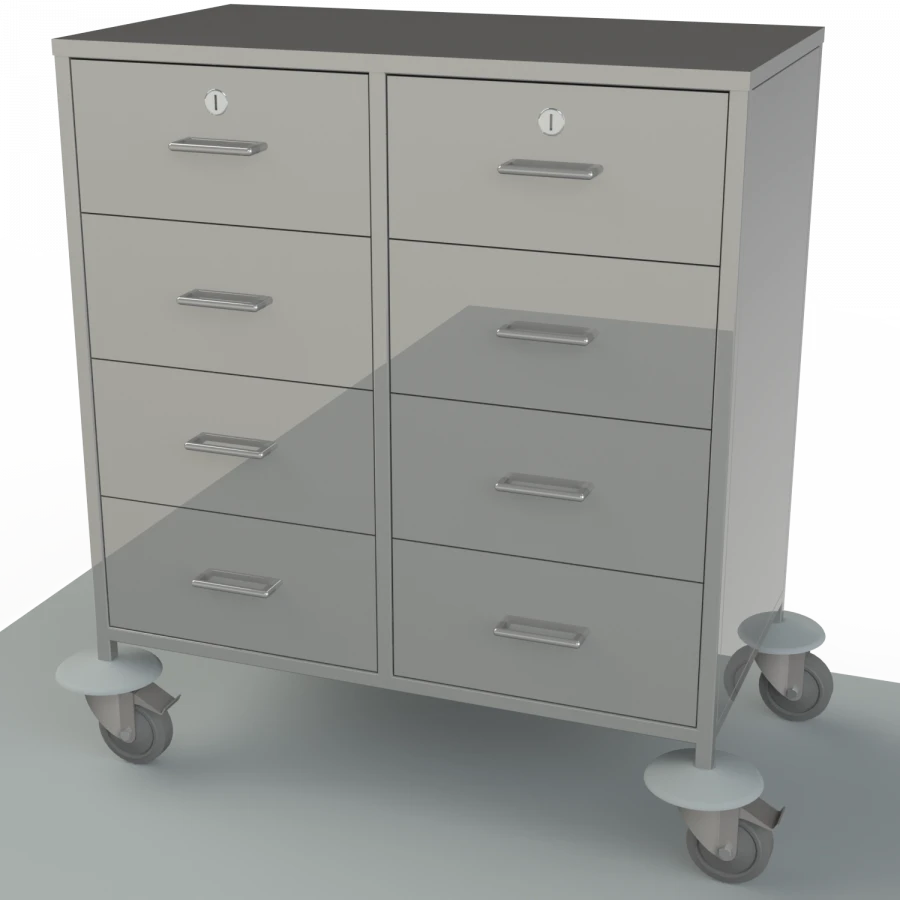 Mobile Anesthesia Table CA-4 with Stainless Steel Top and Drawers