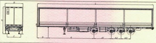 CTTM CARGOLINE 932240 Platform Semi-Trailer with Tent and Frame